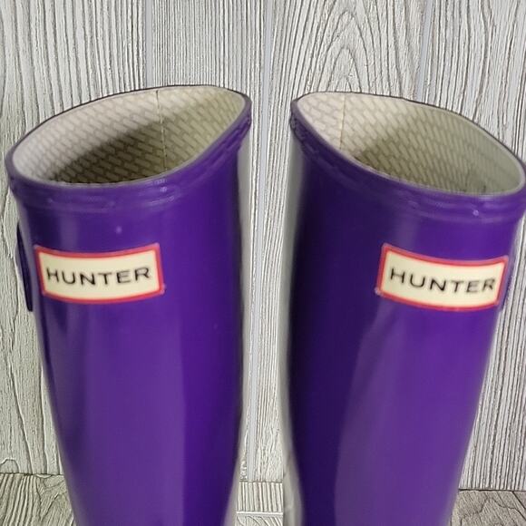 Hunter Original Purple Tall Gloss Rain Boots Girls 5G - Picture 4 of 14